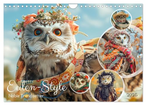 Eulen-Style. Noble Trendsetter (Wandkalender 2025 DIN A4 quer), CALVENDO Monatskalender