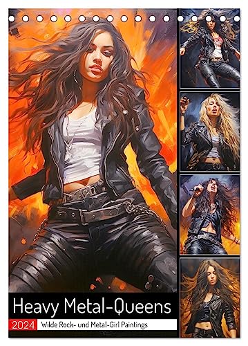 Heavy Metal-Queens. Wilde Rock- und Metal-Girl Paintings (Tischkalender 2024 DIN A5 hoch), CALVENDO Monatskalender