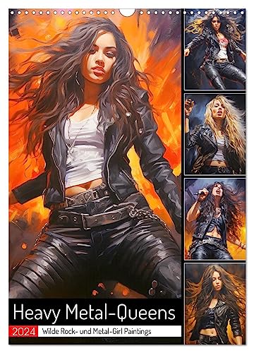 Heavy Metal-Queens. Wilde Rock- und Metal-Girl Paintings (Wandkalender 2024 DIN A3 hoch), CALVENDO Monatskalender von CALVENDO