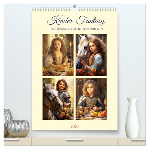 Kinder-Fantasy. Edle Burgfräulein und Ritter im Mittelalter (hochwertiger Premium Wandkalender 2025 DIN A2 hoch), Kunstdruck in Hochglanz