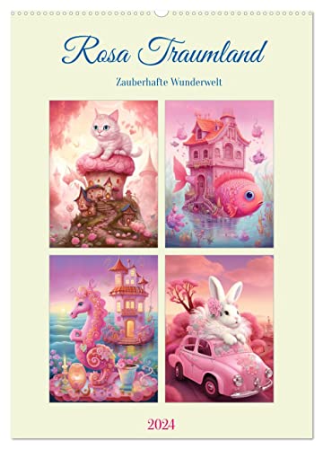 Rosa Traumland. Zauberhafte Wunderwelt (Wandkalender 2024 DIN A2 hoch), CALVENDO Monatskalender