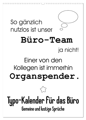 Typo-Kalender für das Büro. Gemeine und lustige Sprüche (Wandkalender 2024 DIN A2 hoch), CALVENDO Monatskalender