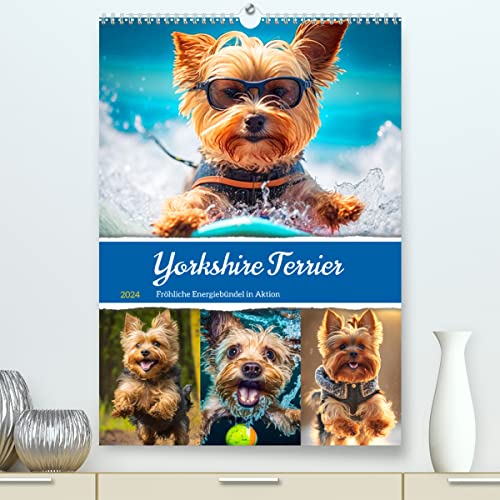 Yorkshire Terrier. Fröhliche Energiebündel in Aktion (hochwertiger Premium Wandkalender 2024 DIN A2 hoch), Kunstdruck in Hochglanz
