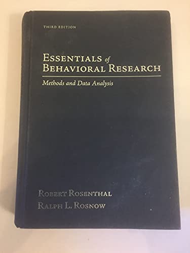 Essentials of Behavioral Research: Methods And Data Analysis