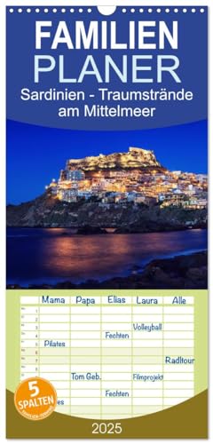 Familienplaner 2025 - Sardinien - Traumstrände am Mittelmeer mit 5 Spalten (Wandkalender, 21 cm x 45 cm), CALVENDO von CALVENDO