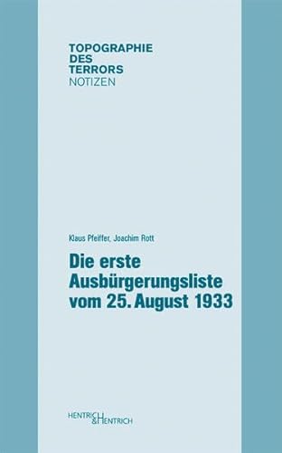 Die erste Ausbürgerungsliste vom 25. August 1933 (Topographie des Terrors. Notizen / Herausgegeben von Andreas Nachama)