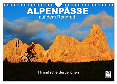 Alpenpässe auf dem Rennrad "Himmlische Serpentinen" (Wandkalender 2024 DIN A4 quer), CALVENDO Monatskalender von CALVENDO