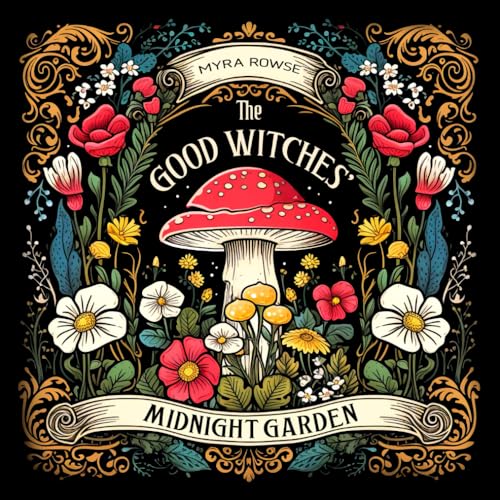 The Good Witches' Midnight Garden: A Witchy Cottagecore Coloring Book for Adults featuring Mystical Mushrooms, Ethereal Flowers, and Bizarre Trinkets on a Black Background von Independently published