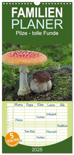 Familienplaner 2025 - Pilze - tolle Funde mit 5 Spalten (Wandkalender, 21 cm x 45 cm), CALVENDO von CALVENDO