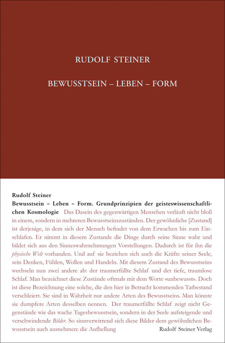 Bewusstsein - Leben - Form von Rudolf Steiner Verlag