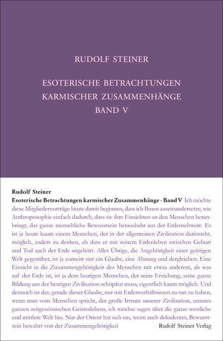 Esoterische Betrachtungen karmischer Zusammenhänge. Bd.5 von Rudolf Steiner Verlag
