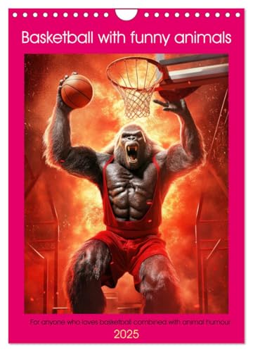 Basketball with funny animals (Wall Calendar 2025 DIN A4 Portrait), CALVENDO 12 Month Wall Calendar von CALVENDO