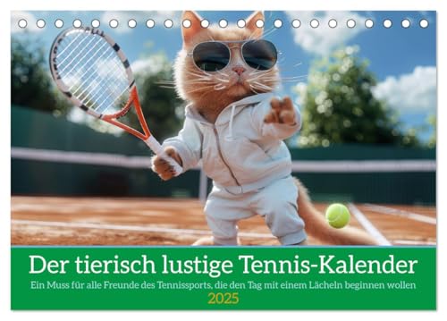 Der tierisch lustige Tennis-Kalender (Tischkalender 2025 DIN A5 quer), CALVENDO Monatskalender von CALVENDO