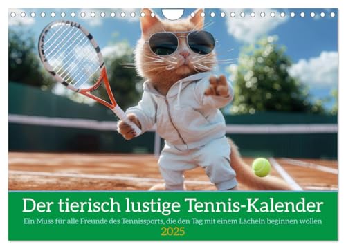 Der tierisch lustige Tennis-Kalender (Wandkalender 2025 DIN A4 quer), CALVENDO Monatskalender von CALVENDO
