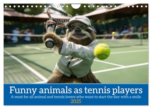 Funny animals as tennis players (Wall Calendar 2025 DIN A4 Landscape), CALVENDO 12 Month Wall Calendar von CALVENDO