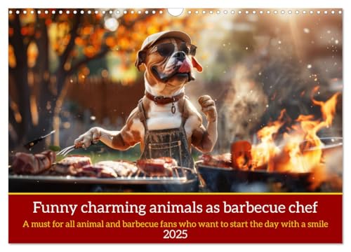 Funny charming animals as barbecue chef (Wall Calendar 2025 DIN A3 Landscape), CALVENDO 12 Month Wall Calendar von CALVENDO
