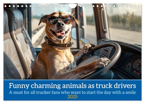 Funny charming animals as truck drivers (Wall Calendar 2025 DIN A4 Landscape), CALVENDO 12 Month Wall Calendar von CALVENDO