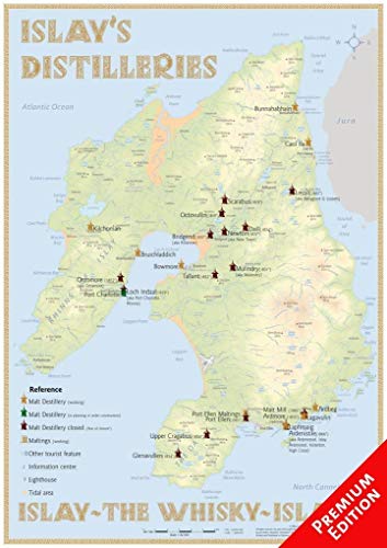 Whisky Distilleries Islay - Poster 42x60cm - Premium Edition: The Whisky Landscape of Islay in Overview: The Whiskylandscape in Overview - Maßstab 1 : 82.000