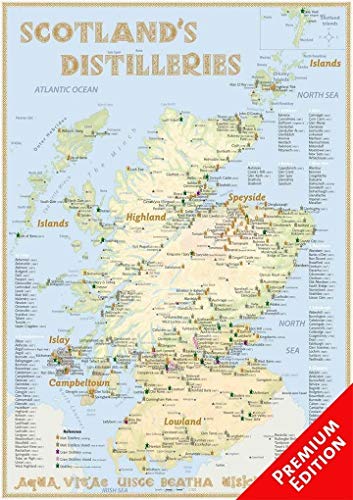 Whisky Distilleries Scotland - Poster 42x60cm Premium Edition: The Scottish Whisky Landscape in Overview: The Whiskylandscape in Overview - Maßstab 1:1.000.000
