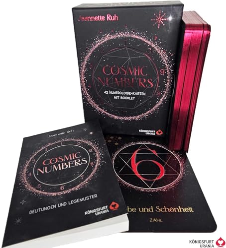 Cosmic Numbers (Numerologie): 42 Karten, farbiges 192-seitiges Booklet, Box mit Metallicfolie, Karten mit Pink-/Metallicschnitt von Königsfurt-Urania