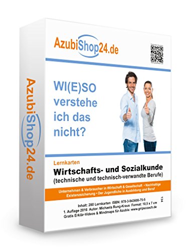 AzubiShop24.de Lernkarten Prüfung Wirtschafts- und Sozialkunde (technische und technisch-verwandte Berufe): Wiso Prüfungsvorbreitung Wirtschafts und Sozialkunde Lernkarten