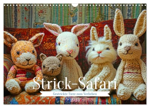 Strick-Safari - Gestrickte Tiere zum Verlieben (Wandkalender 2025 DIN A3 quer), CALVENDO Monatskalender von CALVENDO