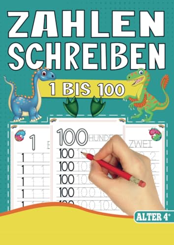 Zahlen Schreiben Lernen - Vorschul-Übungsheft für Jungen mit Dinosaurier-Motiven!: Spielerisch Zahlen lernen ab 4 Jahre für Vorschule und 1. Klasse. von Bookmundo