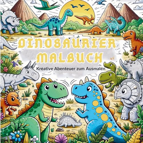 Dinosaurier Malbuch für Jungen: Urzeit-Abenteuer zum Ausmalen!: Erlebe mit 50 spannenden Dino-Motiven eine faszinierende Zeitreise. Perfekt, um die Fantasie junger Dino-Fans zu wecken! von Bookmundo