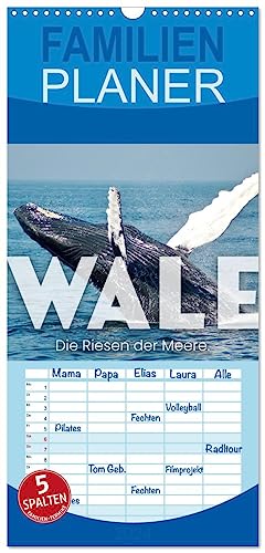 Familienplaner 2024 - Wale - Die Riesen der Meere. mit 5 Spalten (Wandkalender, 21 cm x 45 cm) CALVENDO