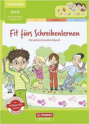 Schreibmotorik Übungsheft für Kinder in der Vorschule - STABILO Fit fürs Schreibenlernen - Druck (Die 4 Entdecker-Freunde)