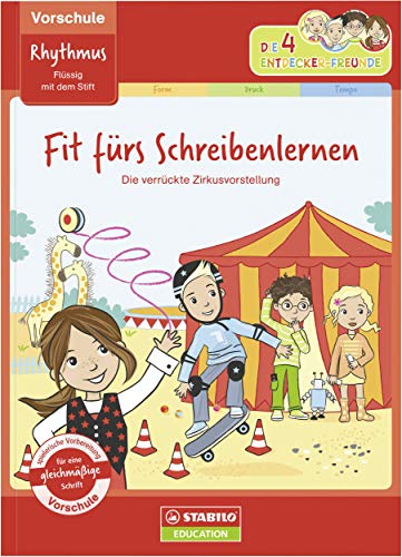 Schreibmotorik Übungsheft für Kinder in der Vorschule - STABILO Fit fürs Schreibenlernen - Rhythmus (Die 4 Entdecker-Freunde)