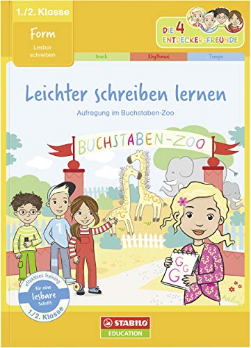 Schreibmotorik Übungsheft für Kinder in der 1./2. Klasse - STABILO Leichter schreiben lernen - Form (Die 4 Entdecker-Freunde)