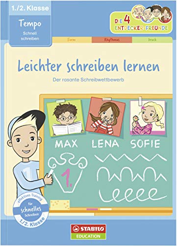 Schreibmotorik Übungsheft für Kinder in der 1./2. Klasse - STABILO Leichter schreiben lernen - Tempo (Die 4 Entdecker-Freunde)