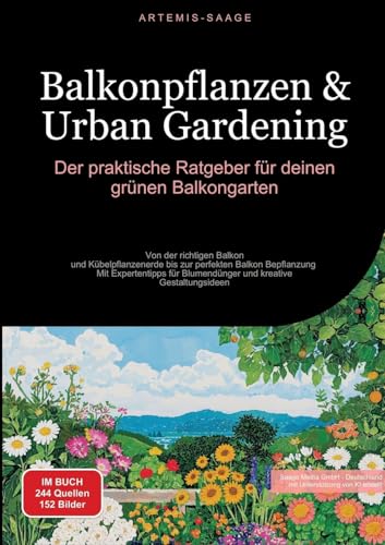 Balkonpflanzen & Urban Gardening: Der praktische Ratgeber für deinen grünen Balkongarten: Von der richtigen Balkon- und Kübelpflanzenerde bis zur ... kreative Gestaltungsideen (Gartenbau (DE)) von Saage Books