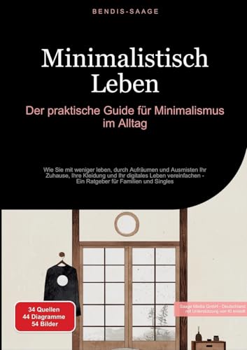 Minimalistisch Leben: Der praktische Guide für Minimalismus im Alltag: Wie Sie mit weniger leben, durch Aufräumen und Ausmisten Ihr Zuhause, Ihre ... für Familien und Singles (Minimalismus (DE)) von Saage Books