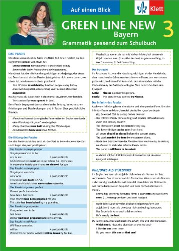 Green Line New Bayern 3 - Auf einen Blick: Grammatik passend zum Schulbuch - Klappkarte (6 Seiten) (Green Line NEW. Ausgabe für Bayern)