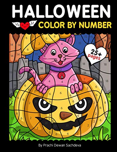 Halloween Color By Number: 25 Easy Paint By Number Coloring Pages with Pumpkins, Witches, Spooky Monsters, Haunted House, and lots of spooky decorative elements