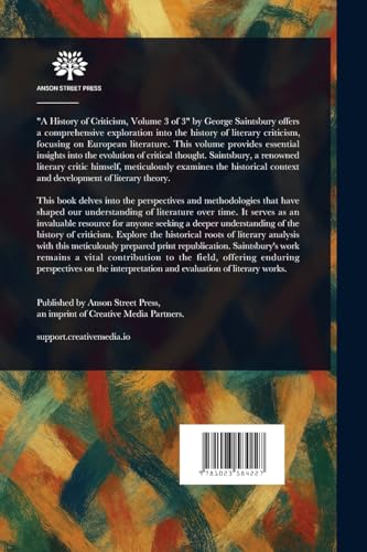 A History of Criticism and Literary Taste von Anson Street Press