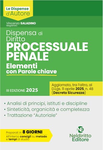 Dispensa di procedura penale 2025 (Dispense d'autore) von Neldiritto Editore