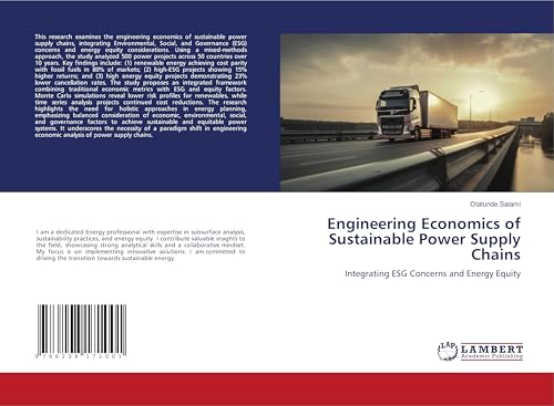 Engineering Economics of Sustainable Power Supply Chains: Integrating ESG Concerns and Energy Equity von LAP LAMBERT Academic Publishing