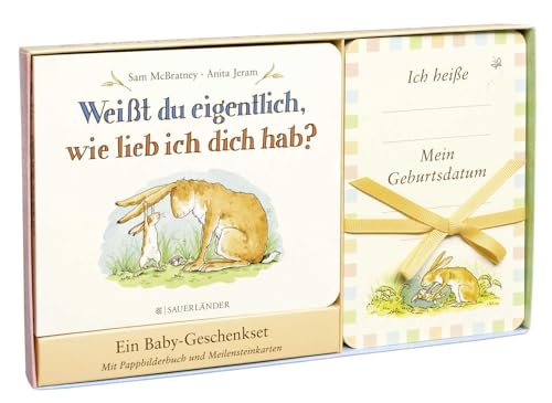 Weißt du eigentlich, wie lieb ich dich hab? Ein Baby-Geschenkset: Mit Pappbilderbuch und Meilensteinkarten | Geschenkidee für Babyparty, Geburt und Taufe Weißt du eigentlich, wie lieb ich dich hab? Ein Baby-Geschenkset: Mit Pappbilderbuch und Meilensteinkarten | Geschenkidee für Babyparty, Geburt und Taufe