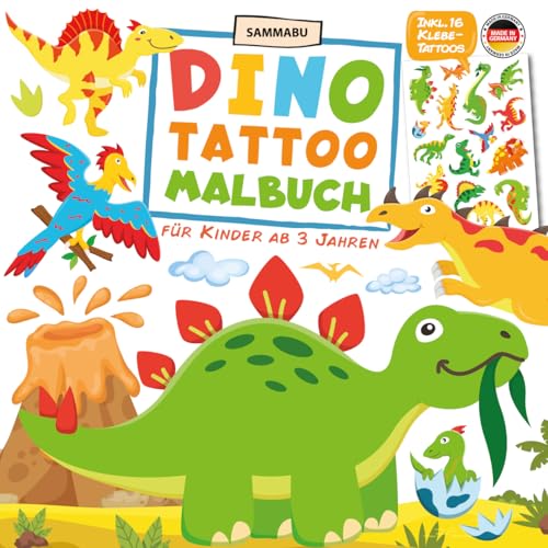 Dino Tattoo Malbuch für Kinder ab 3 Jahren: Mit hautfreundlichen Dinosaurier Kindertattoos Made in Germany Dino Tattoo Malbuch für Kinder ab 3 Jahren: Mit hautfreundlichen Dinosaurier Kindertattoos Made in Germany