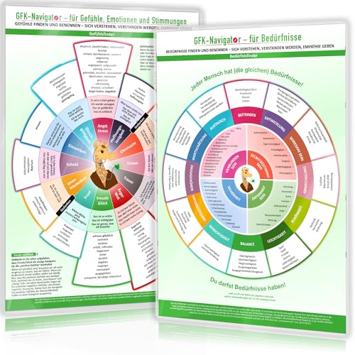 [2er Set] GFK-Navigator für Gefühle, Emotionen, Stimmungen & GFK-Navigator für Bedürfnisse (2024) – Gefühle & Bedürfnisse finden & benennen - sich ... verstanden werden und Empathie geben von Future Pace Media