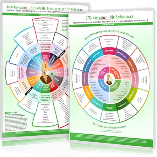 [2er Set] GFK-Navigator für Gefühle, Emotionen, Stimmungen & GFK-Navigator für Bedürfnisse (2024) – Gefühle & Bedürfnisse finden & benennen - sich ... ... verstanden werden und Empathie geben