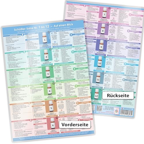 Schüßler-Salze Nr.1 bis 12 - Auf einen Blick (2024) – Harmonie und Innere Balance für Körper & Seele - Immer das richtige Mittel finden - Schnell ... selbst anwenden (DINA4, hochwertig laminiert)