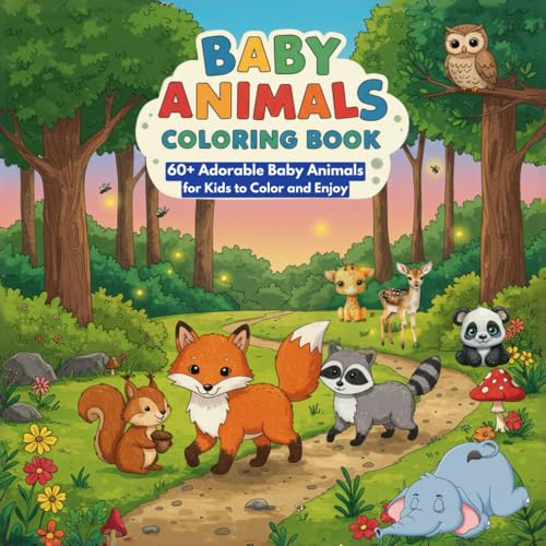 Baby Animals Coloring Book: 60+ Adorable Baby Animals, in Their Habitats, for Kids to Color and Enjoy! (Kids Coloring Train) von Independently published