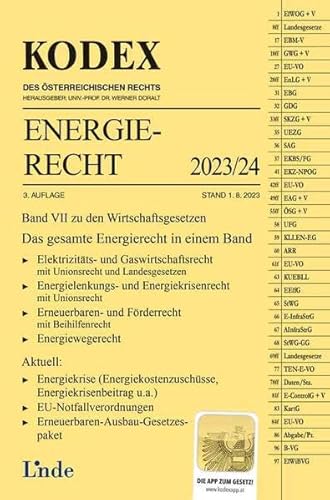 KODEX Energierecht 2023/24: Wirtschaftsgesetze Band VII (Kodex des Österreichischen Rechts) von Linde Verlag Ges.m.b.H.