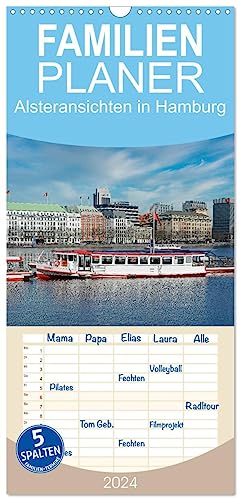 Familienplaner 2024 - Alsteransichten in Hamburg mit 5 Spalten (Wandkalender, 21 cm x 45 cm) CALVENDO