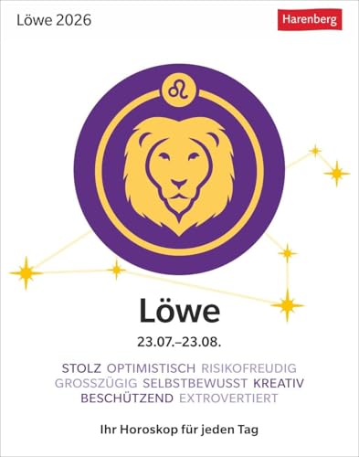 Löwe Sternzeichenkalender 2026 - Tagesabreißkalender - Ihr Horoskop für jeden Tag: Tischkalender 2026 mit täglichem Horoskop. Kleiner Kalender mit ... die Sterne (Sternzeichenkalender Harenberg) von Harenberg