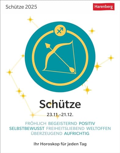 Schütze Sternzeichenkalender 2025 - Tagesabreißkalender - Ihr Horoskop für jeden Tag: Tischkalender 2025 mit täglichem Horoskop. Kleiner Kalender mit ... die Sterne (Sternzeichenkalender Harenberg)